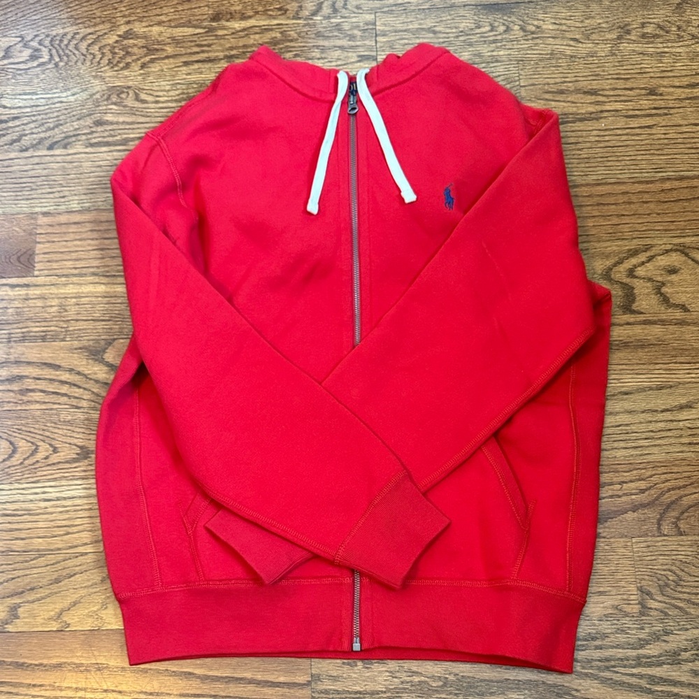 Polo by Ralph Lauren Red Full-Zip Hoodie Sweater